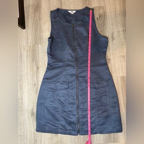 Jack by BB Dakota Blue Suede Zip Up Mini Shift Dress Sleeveless Pockets Crewneck - Picture 7 of 9